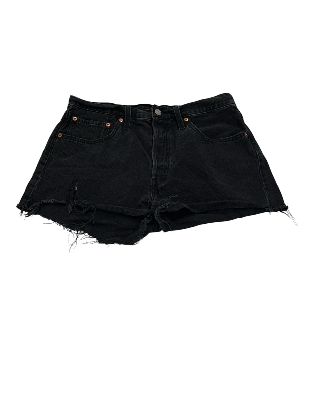 Levi's Womens Black Frayed Cutoff Denim Jean Shorts Midrise Size 30